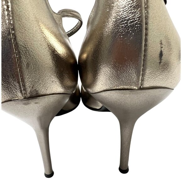 Vintage Jean Paul Gaultier Ankle Strap Pumps in Pewter With Fur Lining - Picture 4 of 10